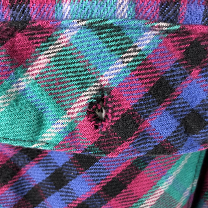 90'S Five Brother long-sleeved flannel check shirt, men's size XL unclear Green type dark green Vintage Second Hand
