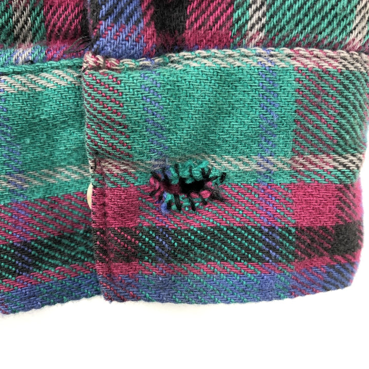 90'S Five Brother long-sleeved flannel check shirt, men's size XL unclear Green type dark green Vintage Second Hand