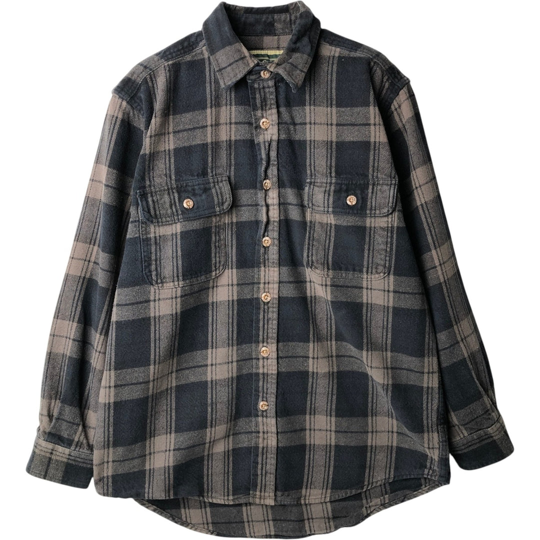 FIELD&STREAM Long-Sleeve Flannel Check Shirt, Men's Size S (approx.) unclear brown type Vintage Second Hand