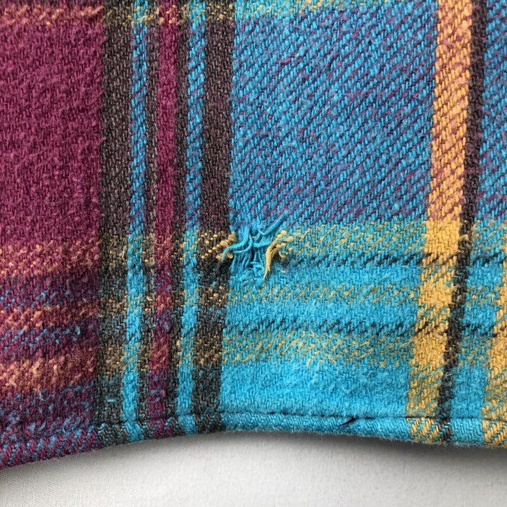 90'S Five Brother Long Sleeve Flannel Check Shirt Men's XL Vintage cotton turquoise blue Vintage Second Hand
