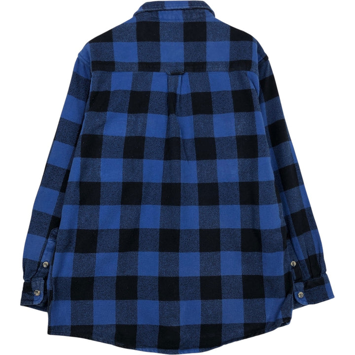 FIELDandSTREAM Buffalo Check Long-Sleeve Heavy Flannel Check Shirt (Men's Size L) cotton blue type Vintage Second Hand