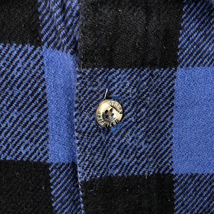 FIELDandSTREAM Buffalo Check Long-Sleeve Heavy Flannel Check Shirt (Men's Size L) cotton blue type Vintage Second Hand