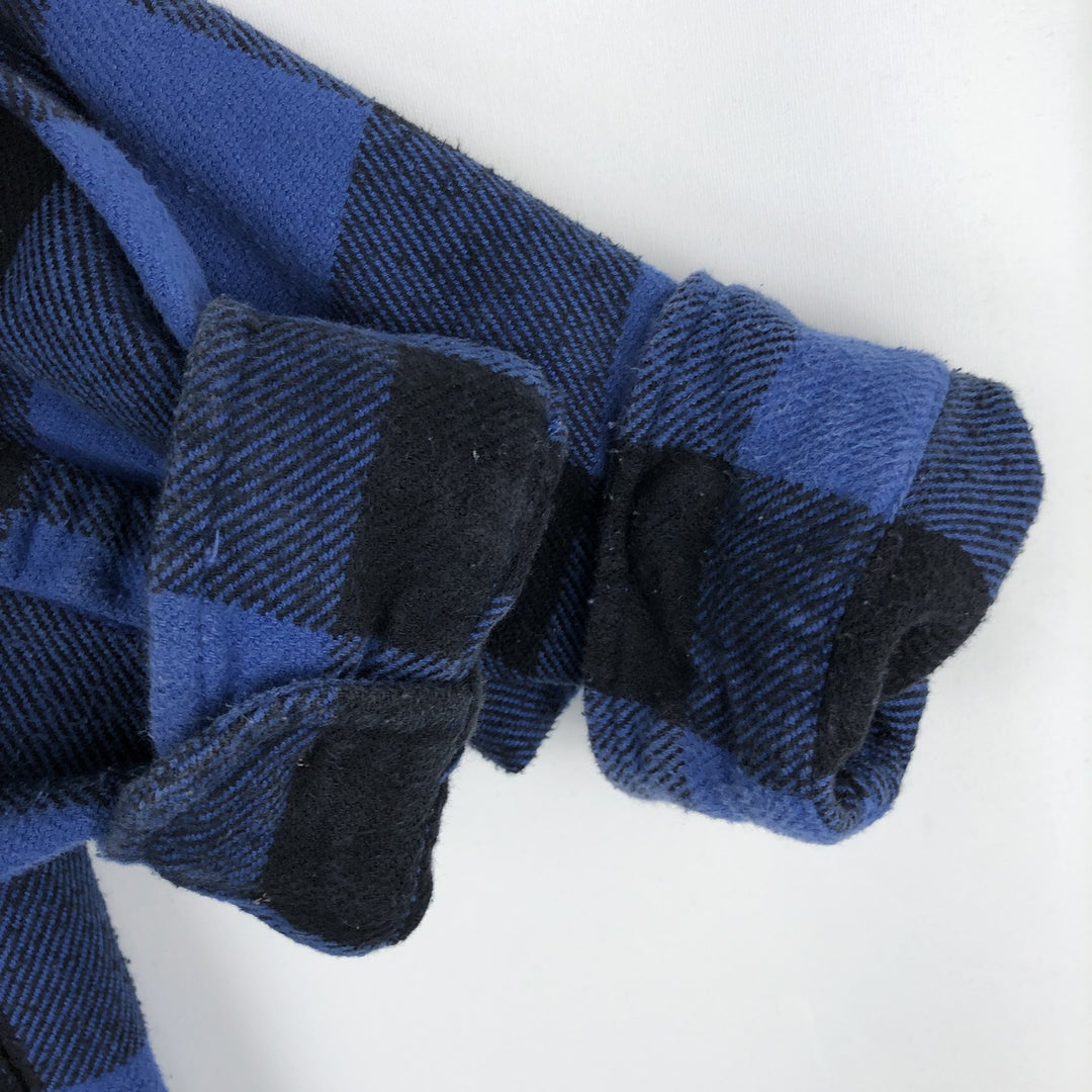FIELDandSTREAM Buffalo Check Long-Sleeve Heavy Flannel Check Shirt (Men's Size L) cotton blue type Vintage Second Hand