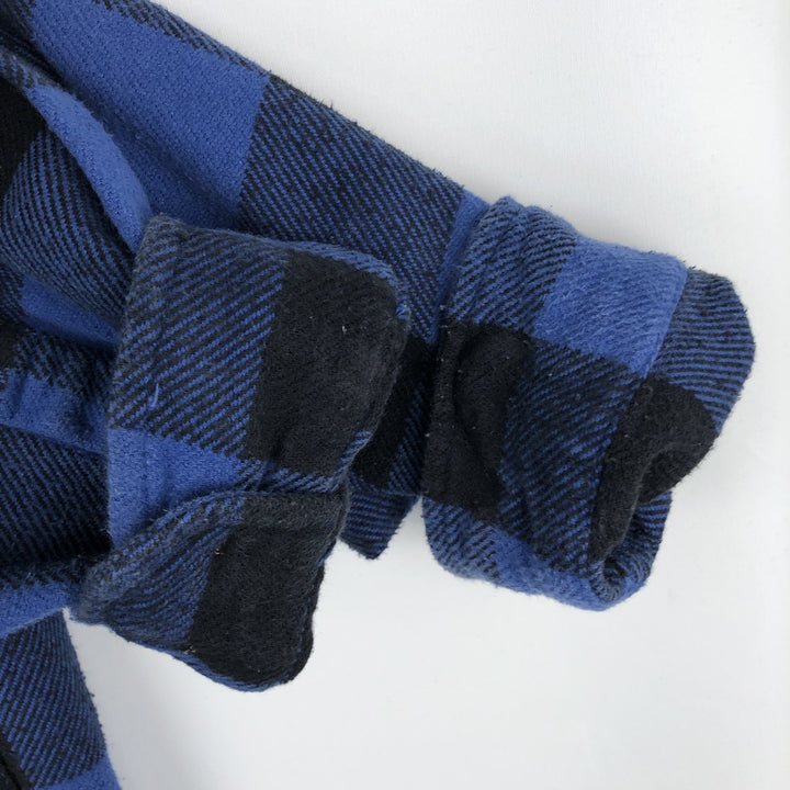 FIELDandSTREAM Buffalo Check Long-Sleeve Heavy Flannel Check Shirt (Men's Size L) cotton blue type Vintage Second Hand