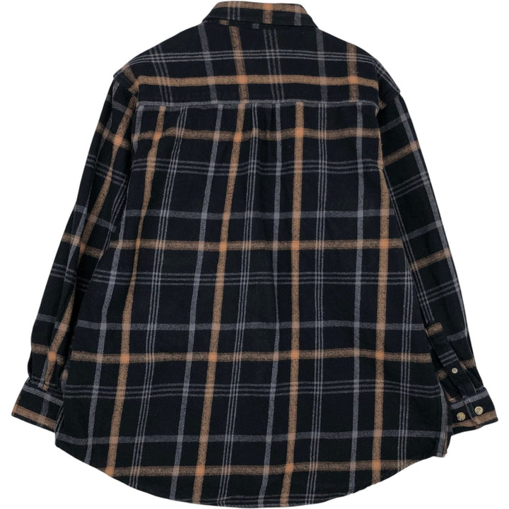 Moose Creek Check Pattern Long Sleeve Heavy Flannel Check Shirt, Men's XL (approx.) cotton black type Vintage Second Hand