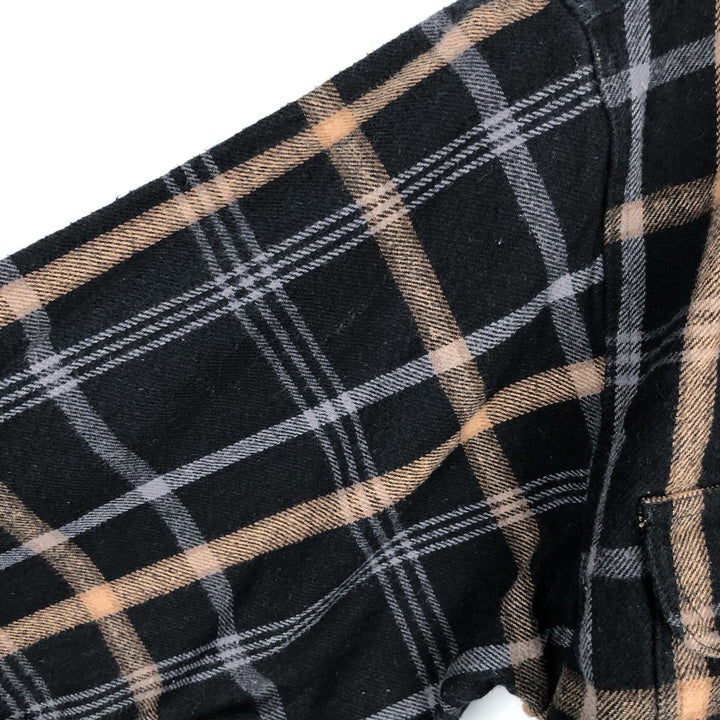 Moose Creek Check Pattern Long Sleeve Heavy Flannel Check Shirt, Men's XL (approx.) cotton black type Vintage Second Hand