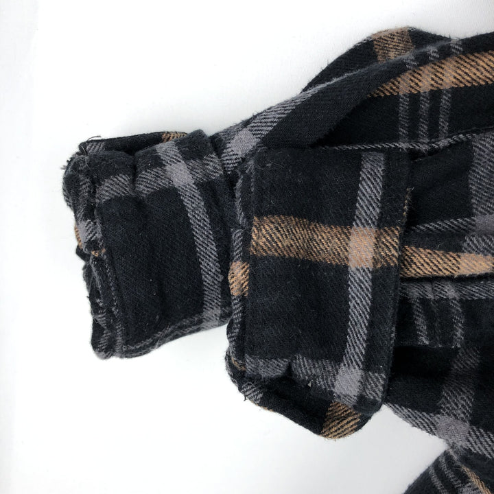 Moose Creek Check Pattern Long Sleeve Heavy Flannel Check Shirt, Men's XL (approx.) cotton black type Vintage Second Hand