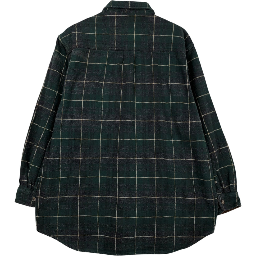 FIELDandSTREAM Long-Sleeve Heavy Flannel Check Shirt, Men's Size XL (approx.) cotton green type Vintage Second Hand