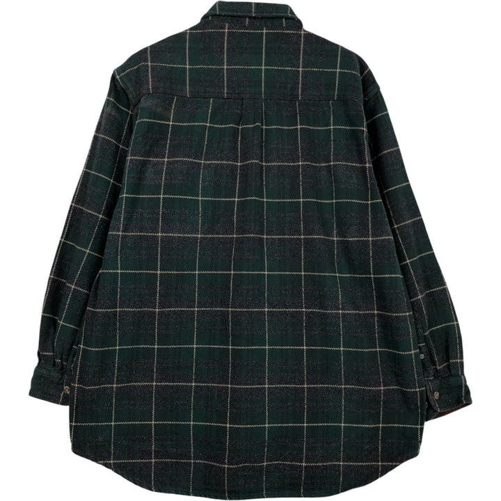 FIELDandSTREAM Long-Sleeve Heavy Flannel Check Shirt, Men's Size XL (approx.) cotton green type Vintage Second Hand