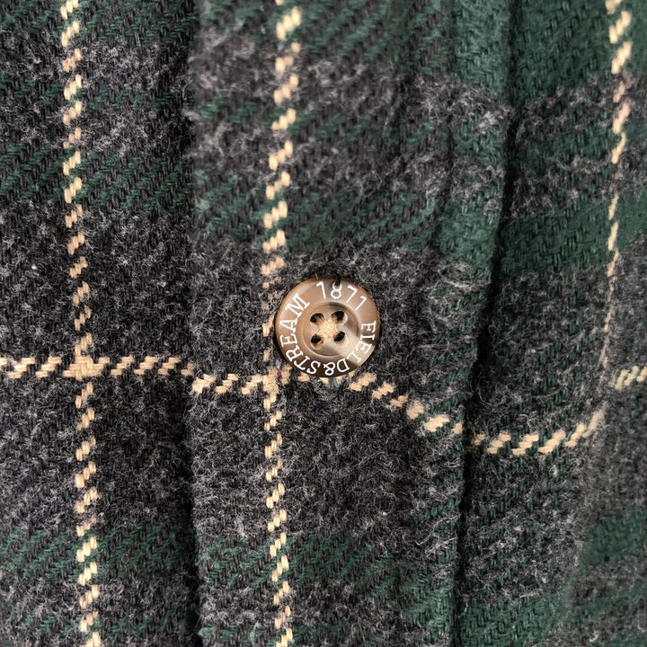 FIELDandSTREAM Long-Sleeve Heavy Flannel Check Shirt, Men's Size XL (approx.) cotton green type Vintage Second Hand