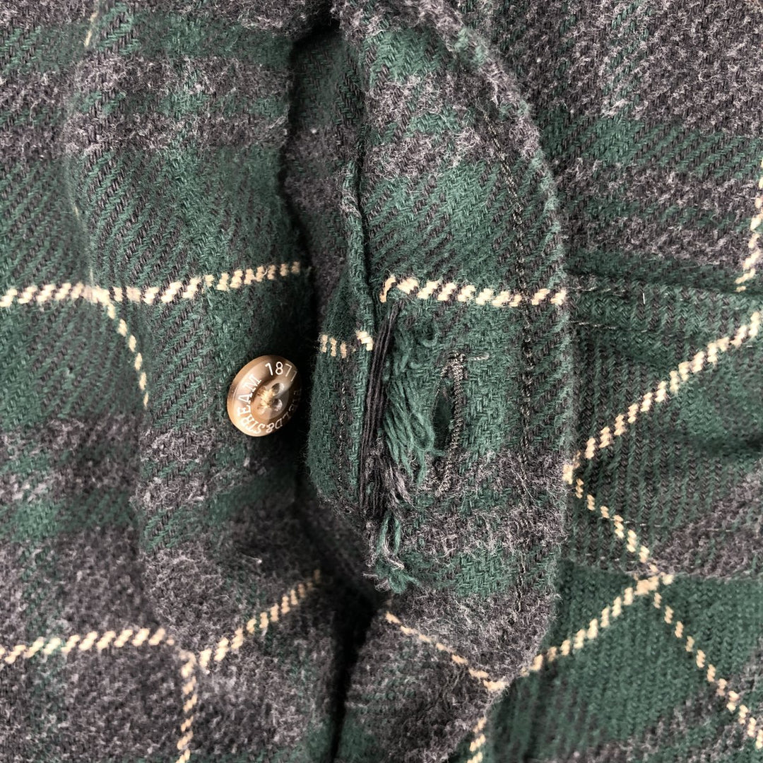 FIELDandSTREAM Long-Sleeve Heavy Flannel Check Shirt, Men's Size XL (approx.) cotton green type Vintage Second Hand