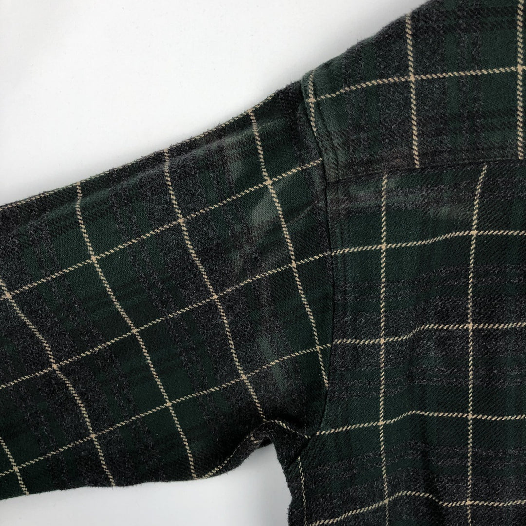 FIELDandSTREAM Long-Sleeve Heavy Flannel Check Shirt, Men's Size XL (approx.) cotton green type Vintage Second Hand