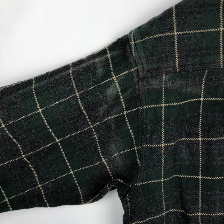 FIELDandSTREAM Long-Sleeve Heavy Flannel Check Shirt, Men's Size XL (approx.) cotton green type Vintage Second Hand