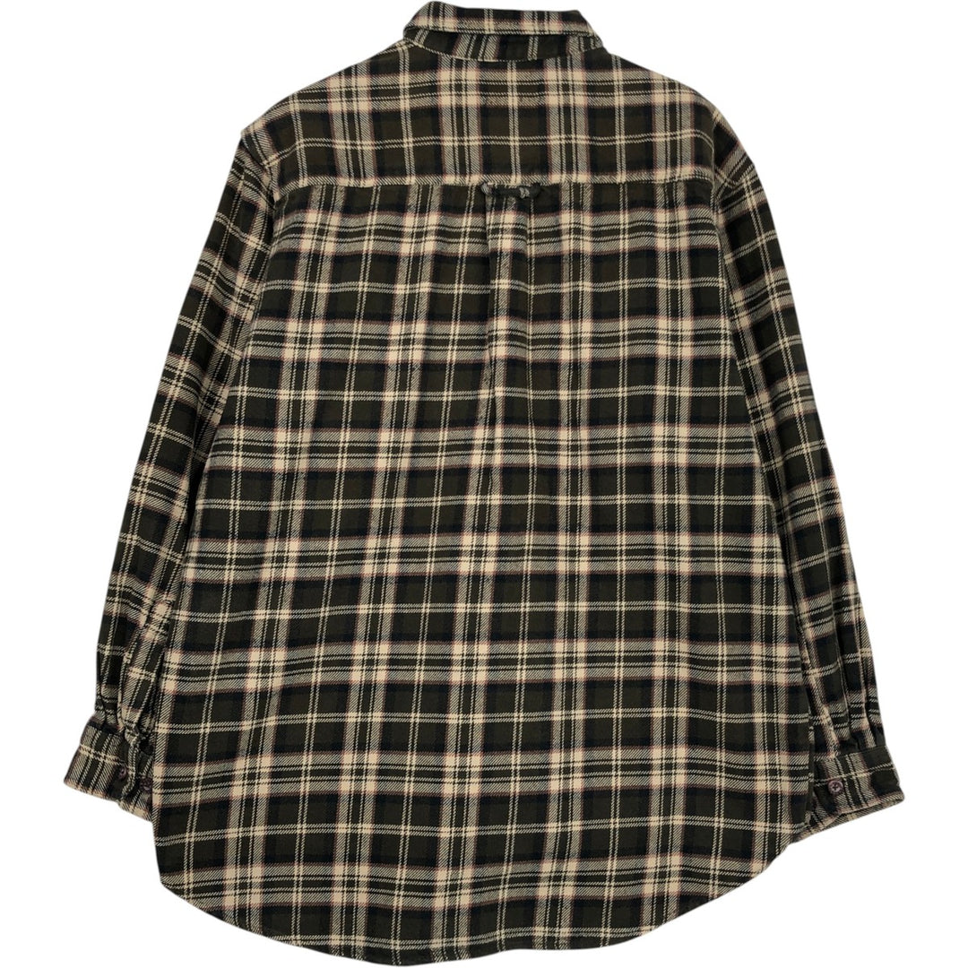 MOOSE CREEK Check Pattern Long-Sleeve Flannel Check Shirt, Men's Size L (approx.) cotton brown type Vintage Second Hand