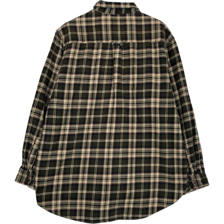MOOSE CREEK Check Pattern Long-Sleeve Flannel Check Shirt, Men's Size L (approx.) cotton brown type Vintage Second Hand