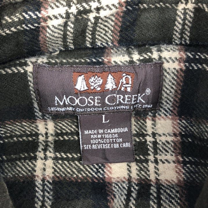 MOOSE CREEK Check Pattern Long-Sleeve Flannel Check Shirt, Men's Size L (approx.) cotton brown type Vintage Second Hand