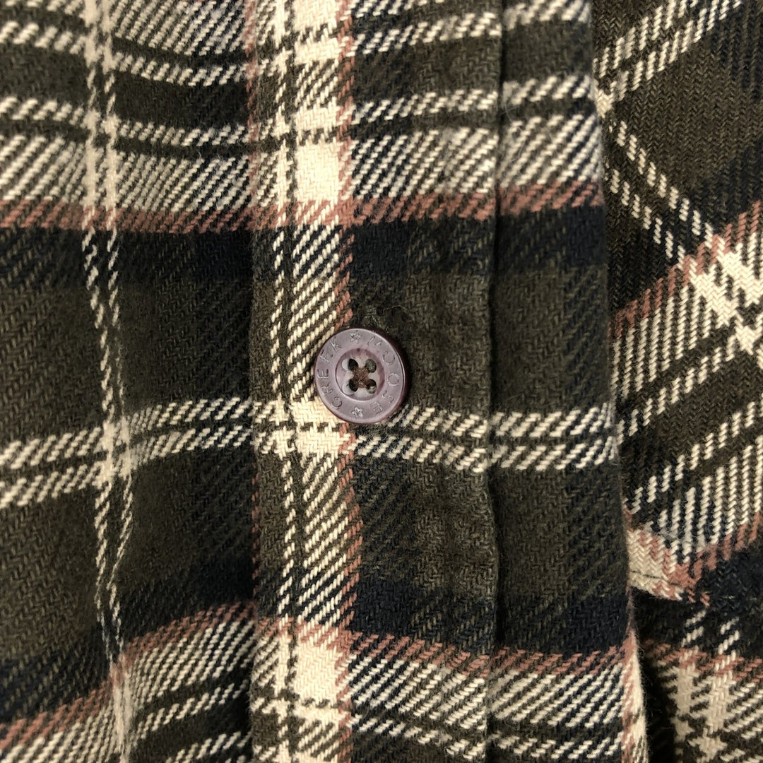 MOOSE CREEK Check Pattern Long-Sleeve Flannel Check Shirt, Men's Size L (approx.) cotton brown type Vintage Second Hand