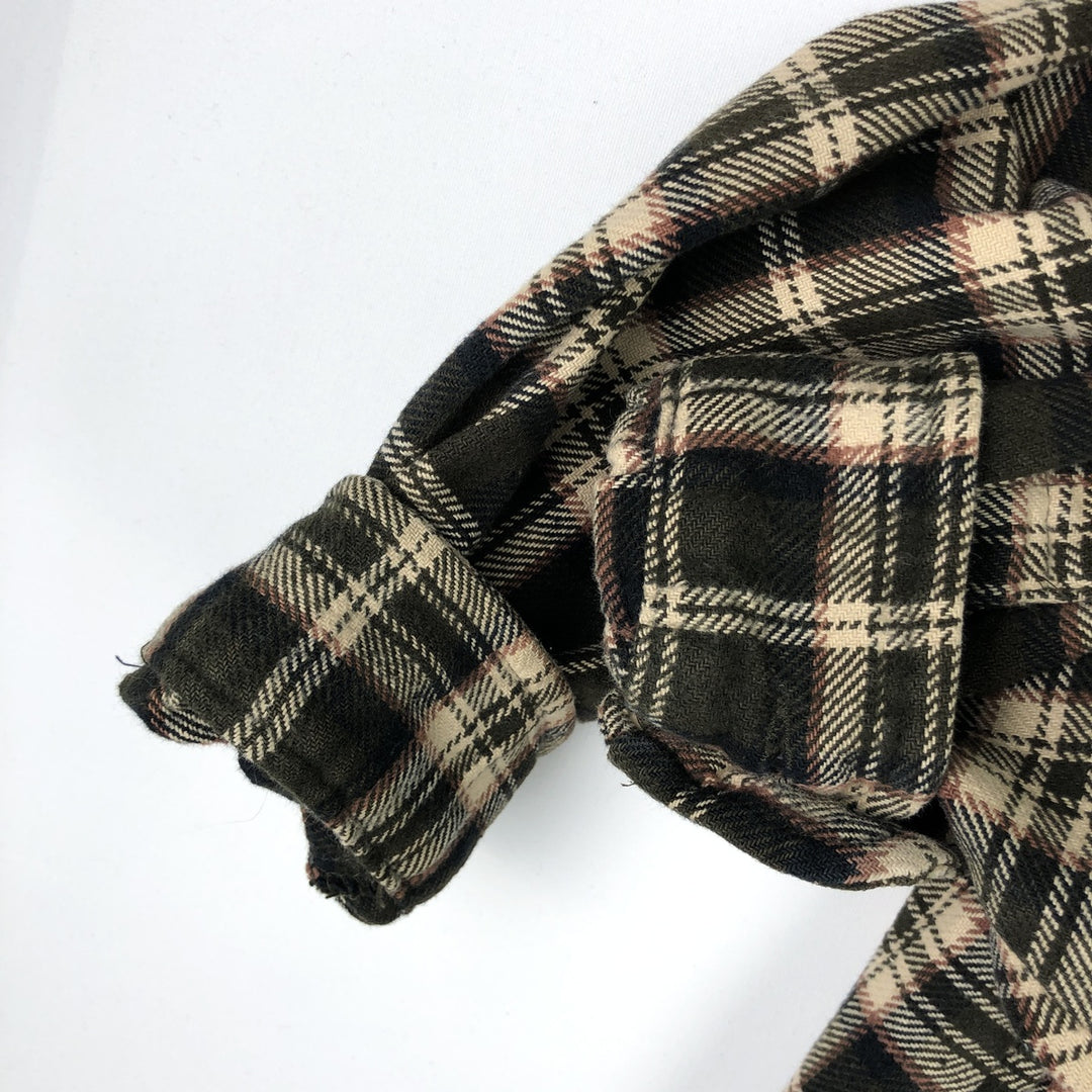 MOOSE CREEK Check Pattern Long-Sleeve Flannel Check Shirt, Men's Size L (approx.) cotton brown type Vintage Second Hand