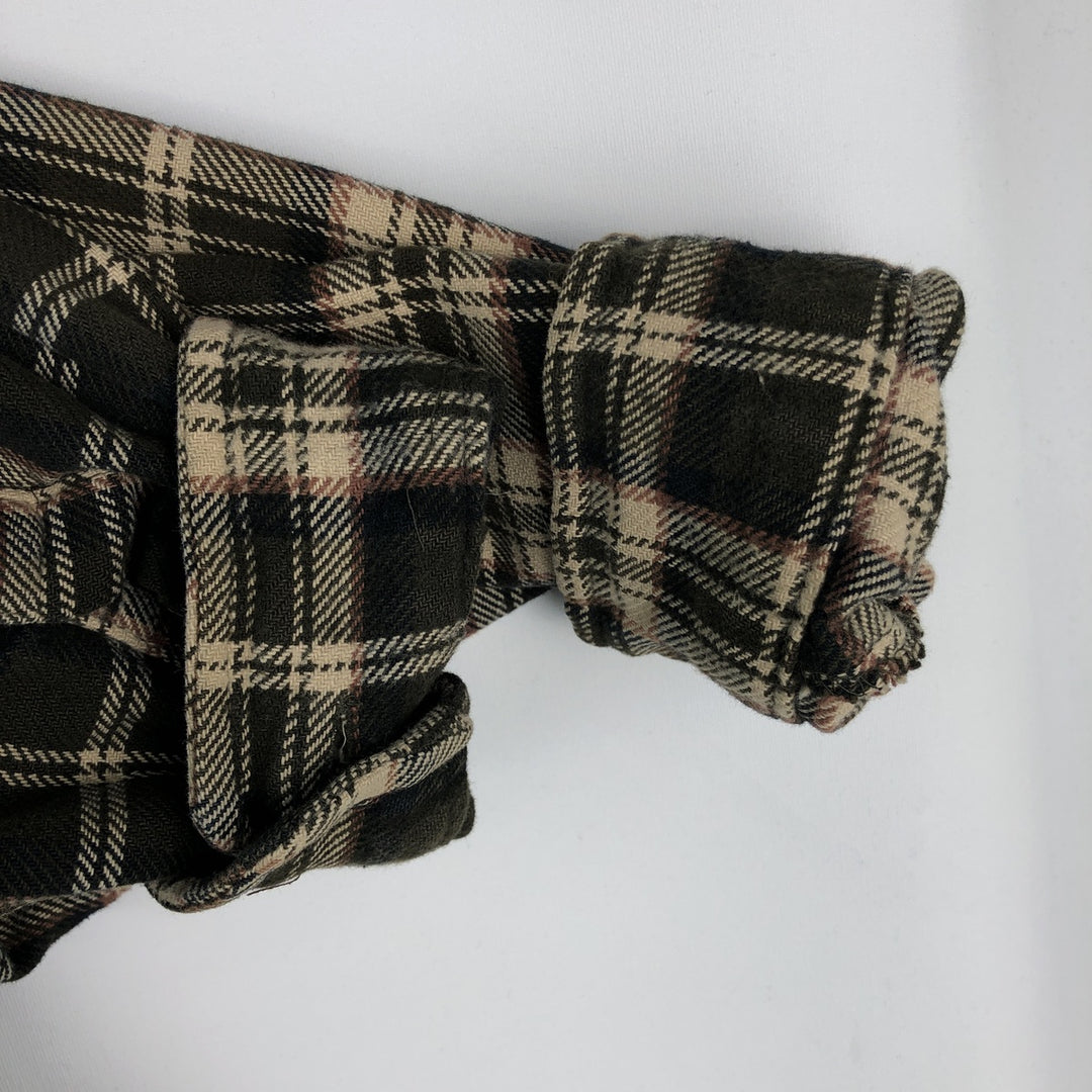 MOOSE CREEK Check Pattern Long-Sleeve Flannel Check Shirt, Men's Size L (approx.) cotton brown type Vintage Second Hand