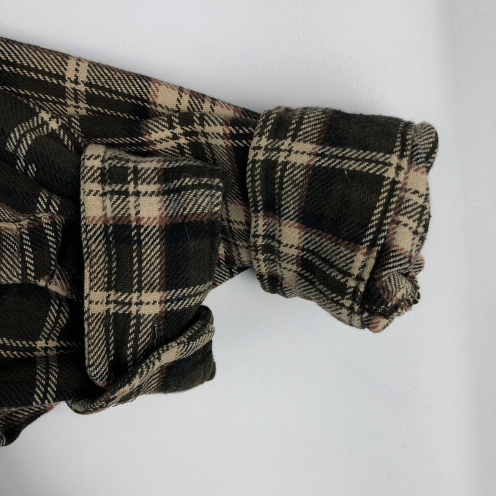 MOOSE CREEK Check Pattern Long-Sleeve Flannel Check Shirt, Men's Size L (approx.) cotton brown type Vintage Second Hand