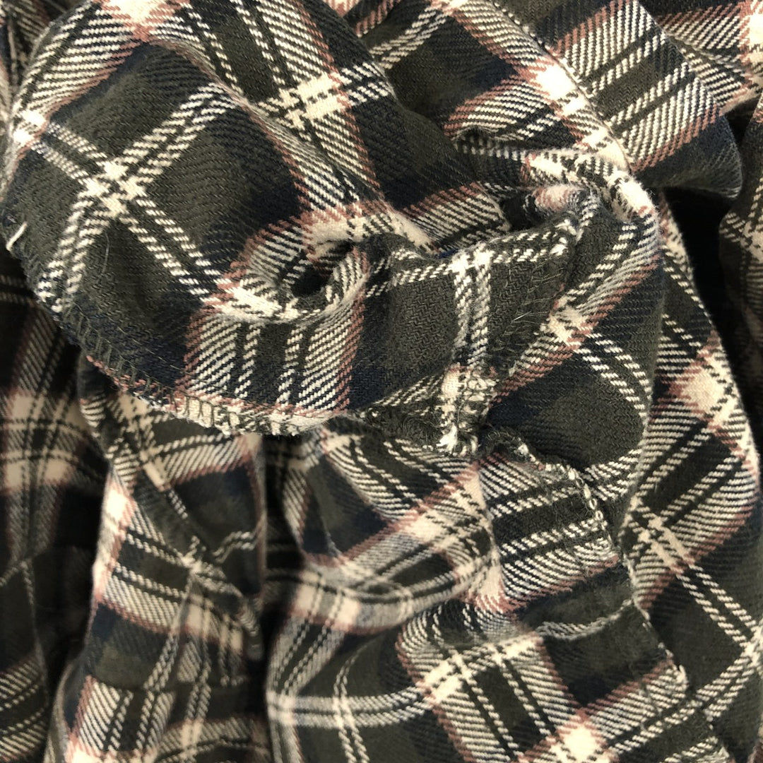 MOOSE CREEK Check Pattern Long-Sleeve Flannel Check Shirt, Men's Size L (approx.) cotton brown type Vintage Second Hand