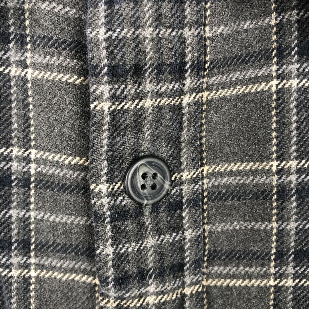 90'S GAP Vintage Long Sleeve Flannel Check Shirt, Men's Size L cotton Charcoal Vintage Second Hand
