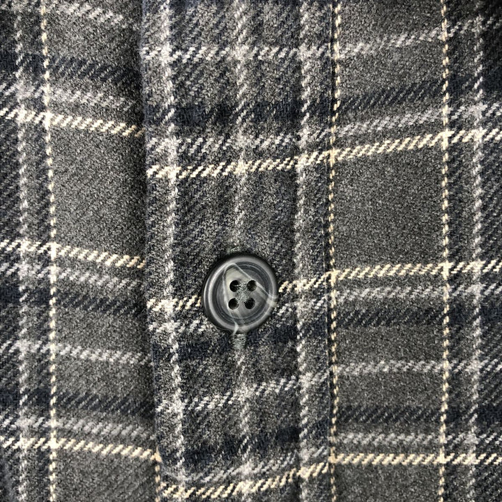 90'S GAP Vintage Long Sleeve Flannel Check Shirt, Men's Size L cotton Charcoal Vintage Second Hand