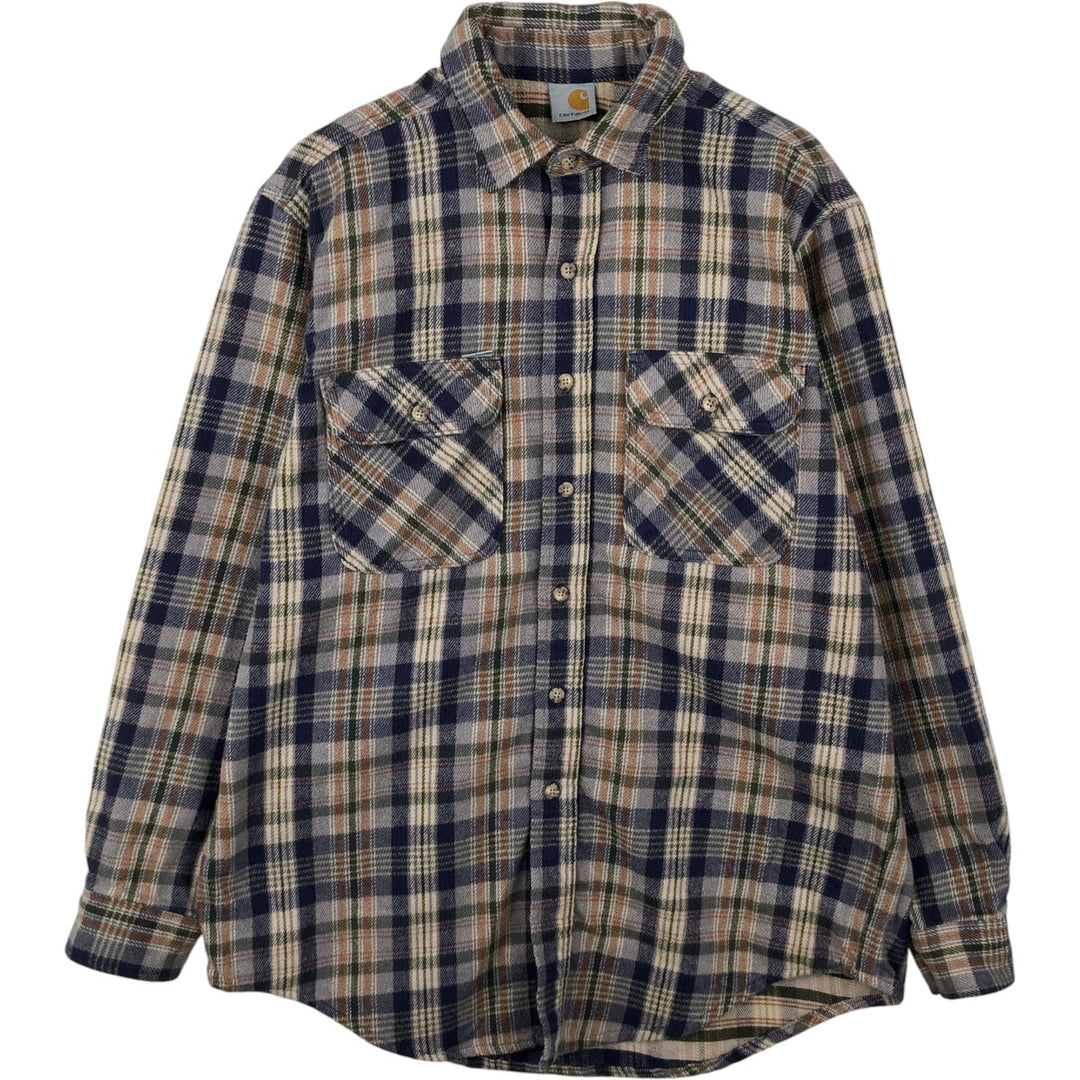 Carhartt Long Sleeve Heavy Flannel Check Shirt, Men's Size L unclear blue type Vintage Second Hand