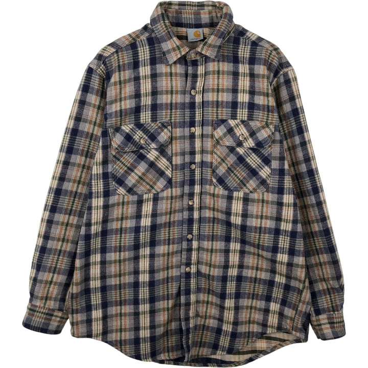 Carhartt Long Sleeve Heavy Flannel Check Shirt, Men's Size L unclear blue type Vintage Second Hand