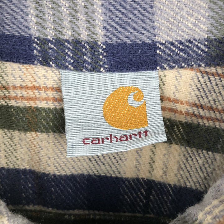 Carhartt Long Sleeve Heavy Flannel Check Shirt, Men's Size L unclear blue type Vintage Second Hand