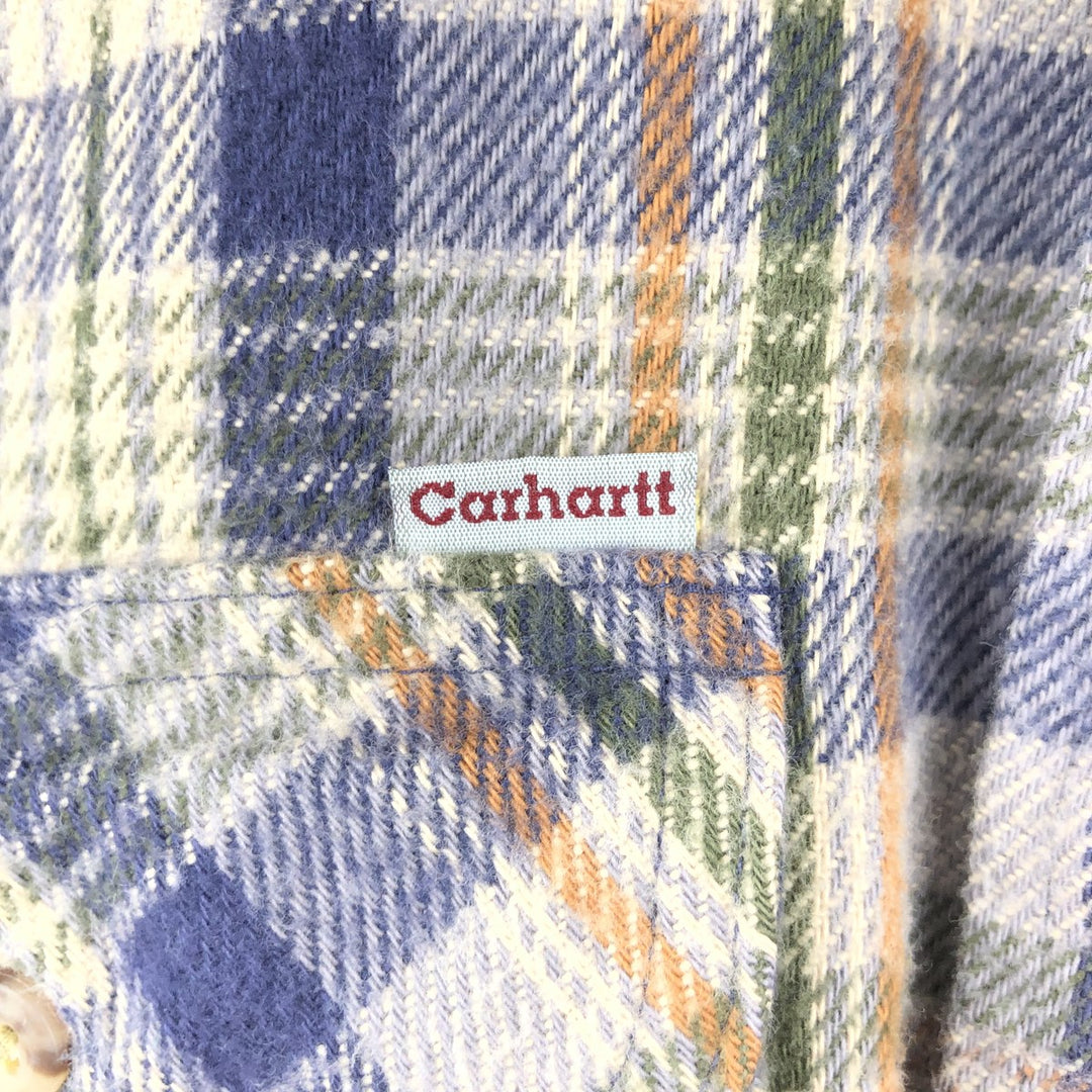 Carhartt Long Sleeve Heavy Flannel Check Shirt, Men's Size L unclear blue type Vintage Second Hand