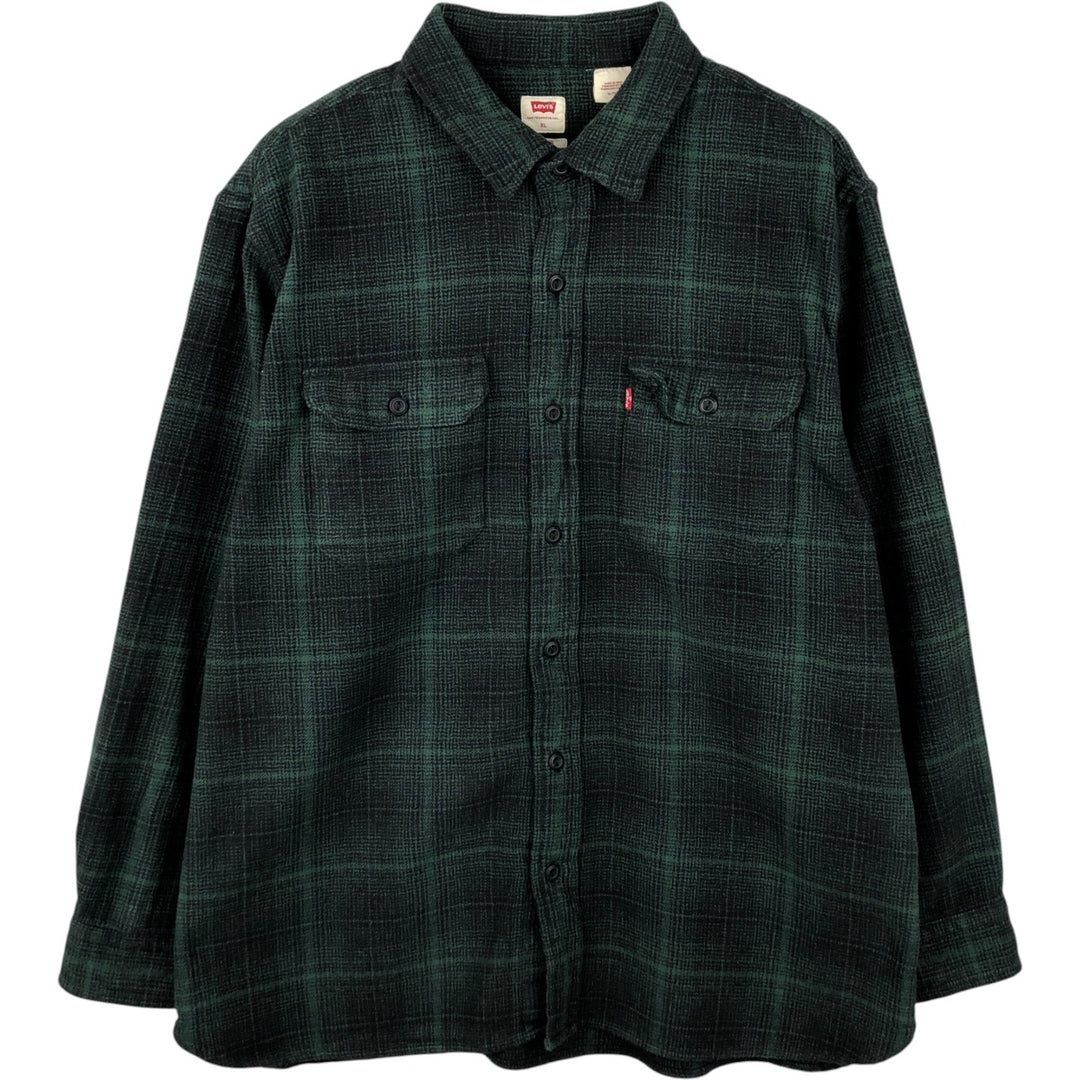 Levi's Relaxed Ombre Check Long Sleeve Flannel Check Shirt, Men's Size XL cotton Green type dark green Vintage Second Hand