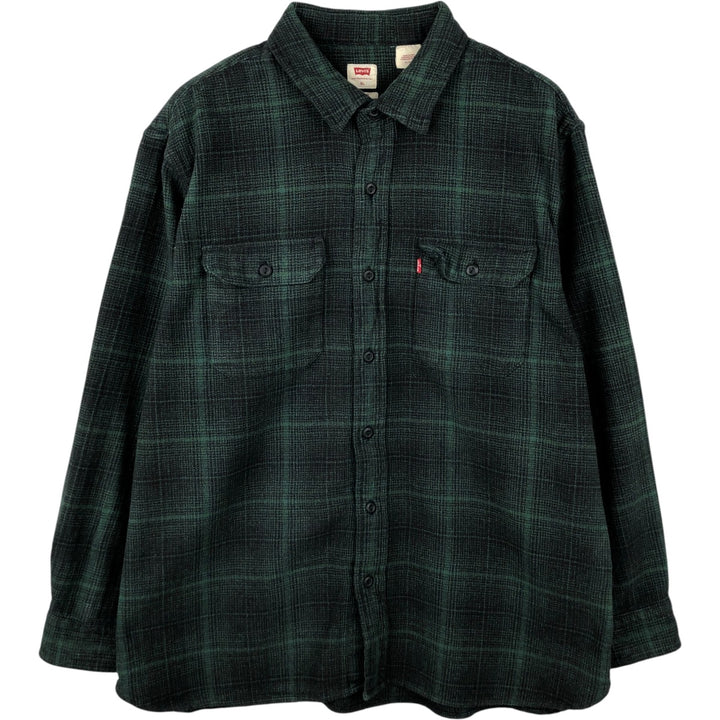 Levi's Relaxed Ombre Check Long Sleeve Flannel Check Shirt, Men's Size XL cotton Green type dark green Vintage Second Hand