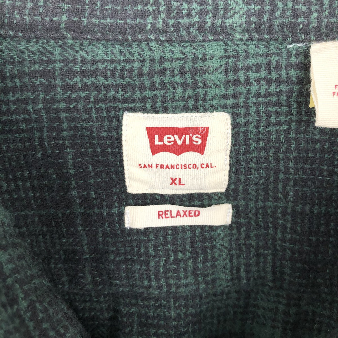 Levi's Relaxed Ombre Check Long Sleeve Flannel Check Shirt, Men's Size XL cotton Green type dark green Vintage Second Hand