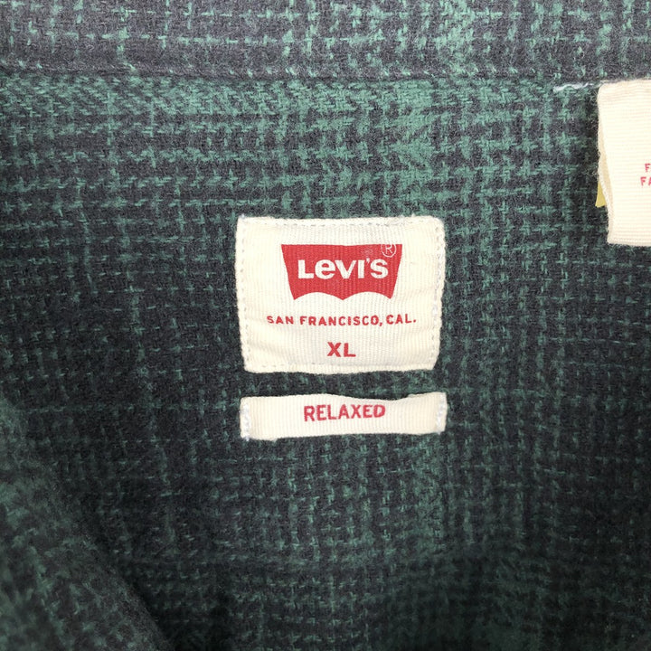 Levi's Relaxed Ombre Check Long Sleeve Flannel Check Shirt, Men's Size XL cotton Green type dark green Vintage Second Hand