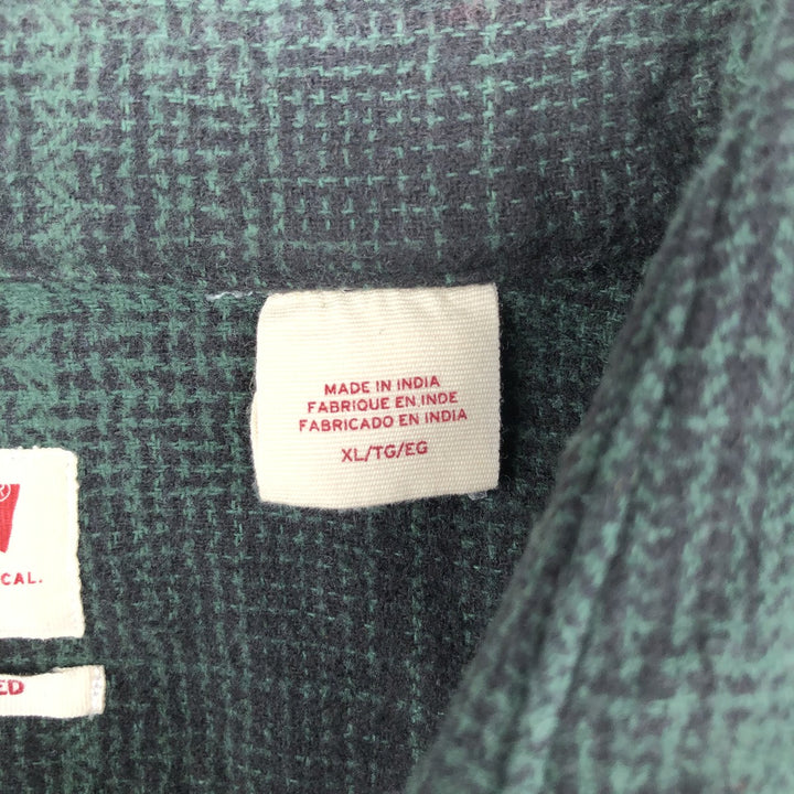 Levi's Relaxed Ombre Check Long Sleeve Flannel Check Shirt, Men's Size XL cotton Green type dark green Vintage Second Hand