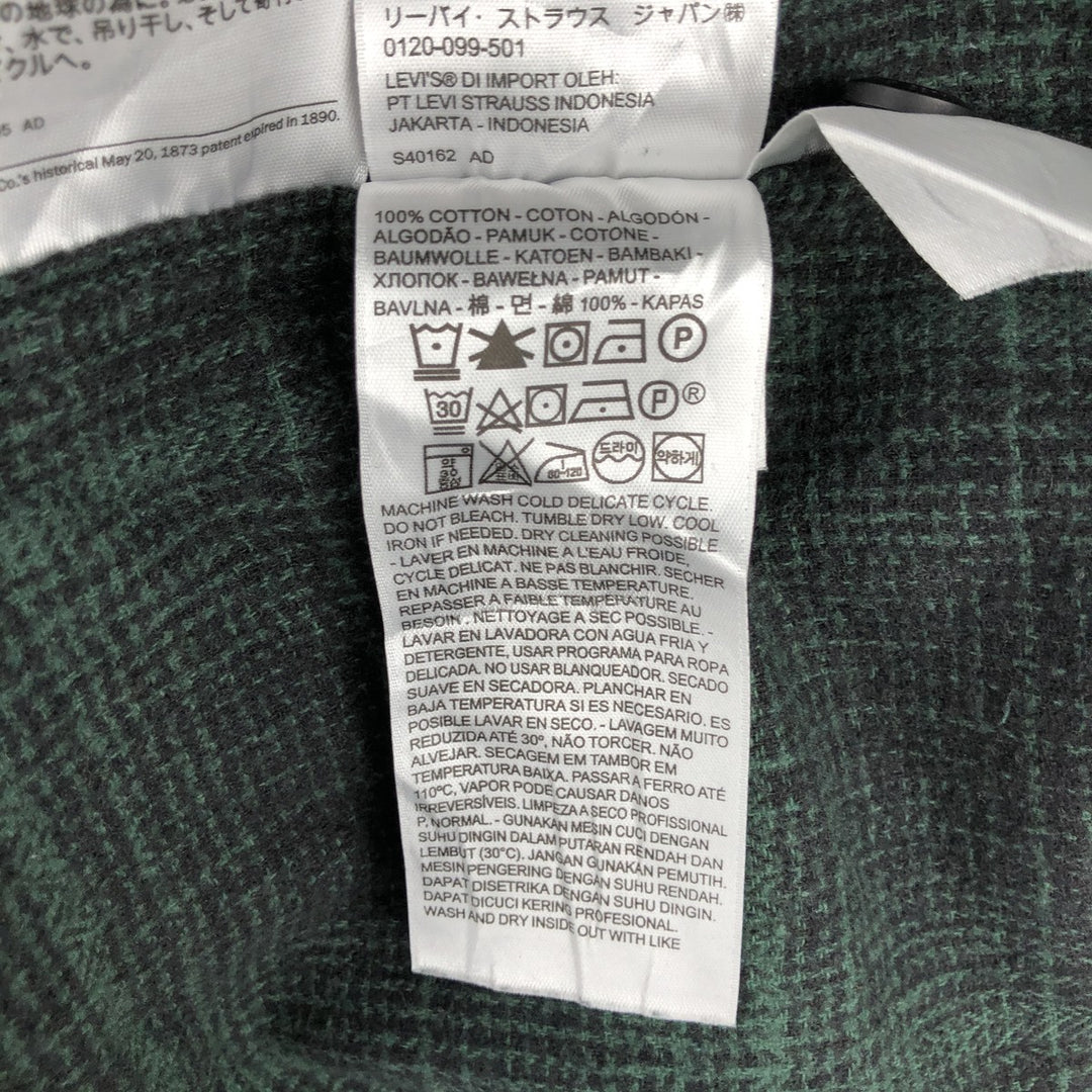 Levi's Relaxed Ombre Check Long Sleeve Flannel Check Shirt, Men's Size XL cotton Green type dark green Vintage Second Hand