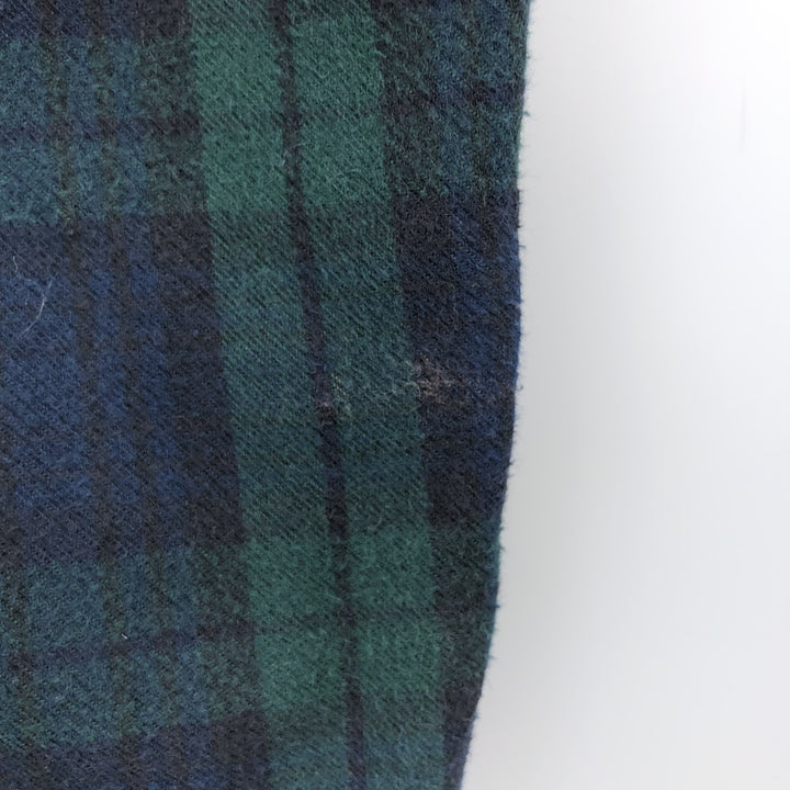 L.L.Bean Traditional Fit Blackwatch Check Long-Sleeve Button-Down Flannel Check Shirt, Men's Size L (approx.) cotton Green type dark green Vintage Second Hand