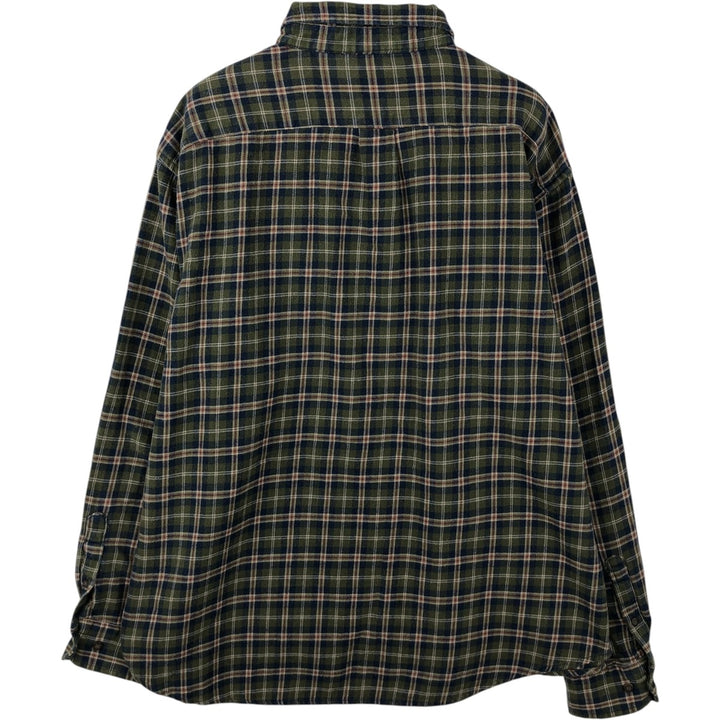 90'S GAP Vintage Long Sleeve Button-Down Flannel Check Shirt, Men's Size L cotton Khaki type Vintage Second Hand