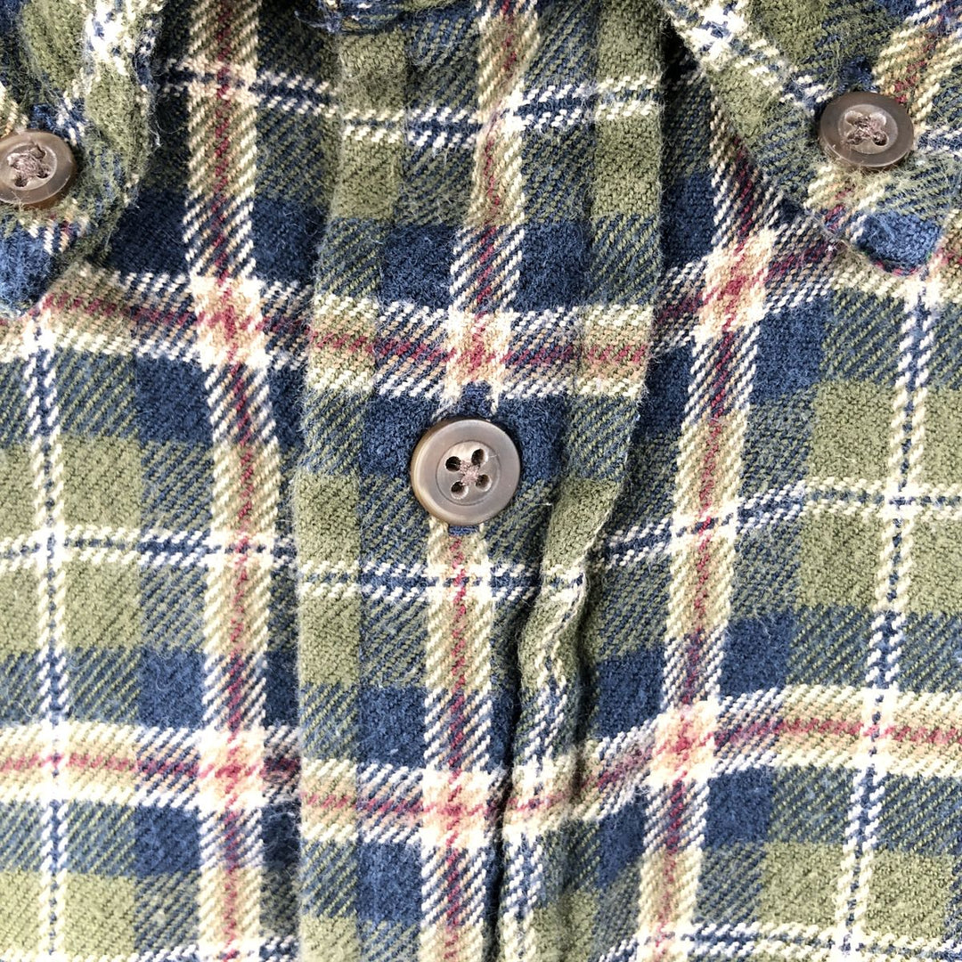90'S GAP Vintage Long Sleeve Button-Down Flannel Check Shirt, Men's Size L cotton Khaki type Vintage Second Hand