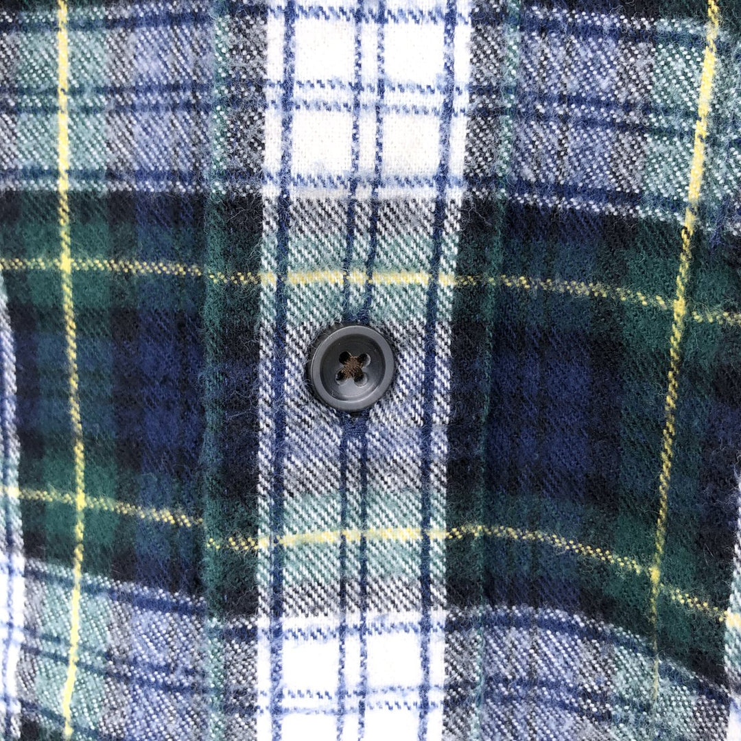 90s-00'S L.L.Bean Traditional Fit Long-Sleeve Button-Down Flannel Check Shirt, Men's Size XL (Equivalent), Vintage cotton Green type dark green Vintage Second Hand