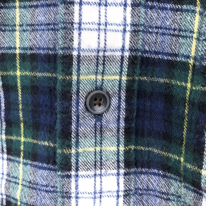 90s-00'S L.L.Bean Traditional Fit Long-Sleeve Button-Down Flannel Check Shirt, Men's Size XL (Equivalent), Vintage cotton Green type dark green Vintage Second Hand