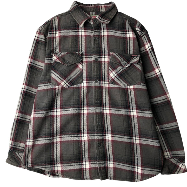 Dickies Long Sleeve Heavy Flannel Check Shirt, Men's Size L cotton gray type Vintage Second Hand
