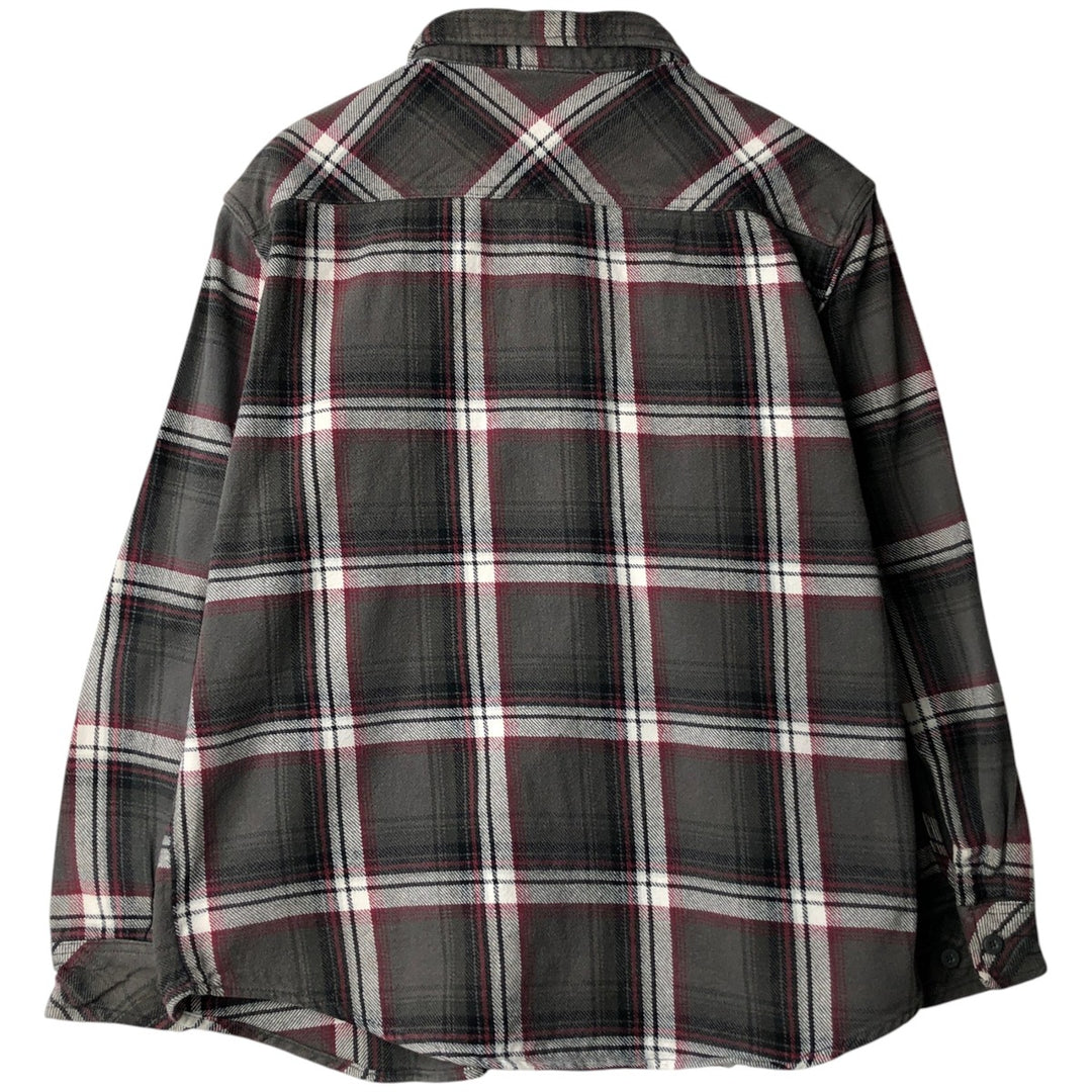 Dickies Long Sleeve Heavy Flannel Check Shirt, Men's Size L cotton gray type Vintage Second Hand