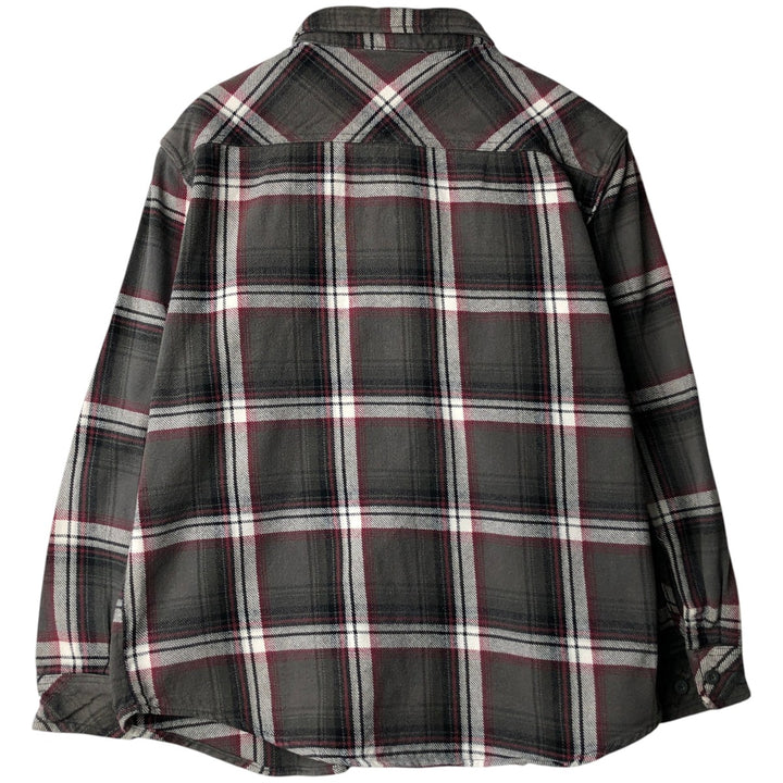 Dickies Long Sleeve Heavy Flannel Check Shirt, Men's Size L cotton gray type Vintage Second Hand