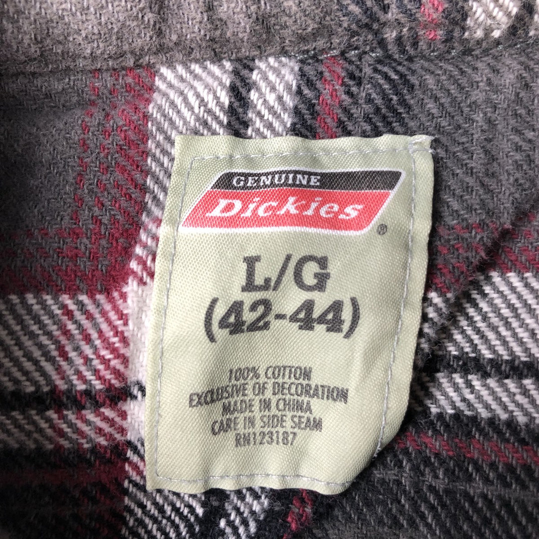 Dickies Long Sleeve Heavy Flannel Check Shirt, Men's Size L cotton gray type Vintage Second Hand