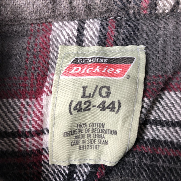 Dickies Long Sleeve Heavy Flannel Check Shirt, Men's Size L cotton gray type Vintage Second Hand
