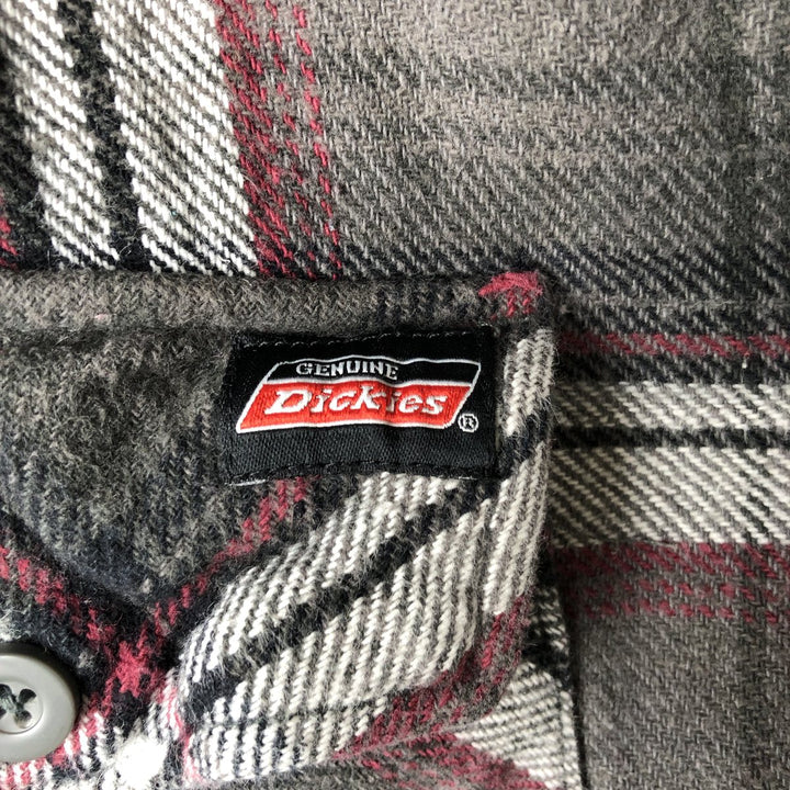 Dickies Long Sleeve Heavy Flannel Check Shirt, Men's Size L cotton gray type Vintage Second Hand