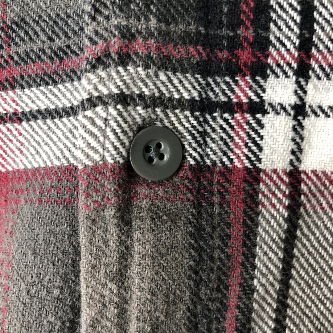 Dickies Long Sleeve Heavy Flannel Check Shirt, Men's Size L cotton gray type Vintage Second Hand