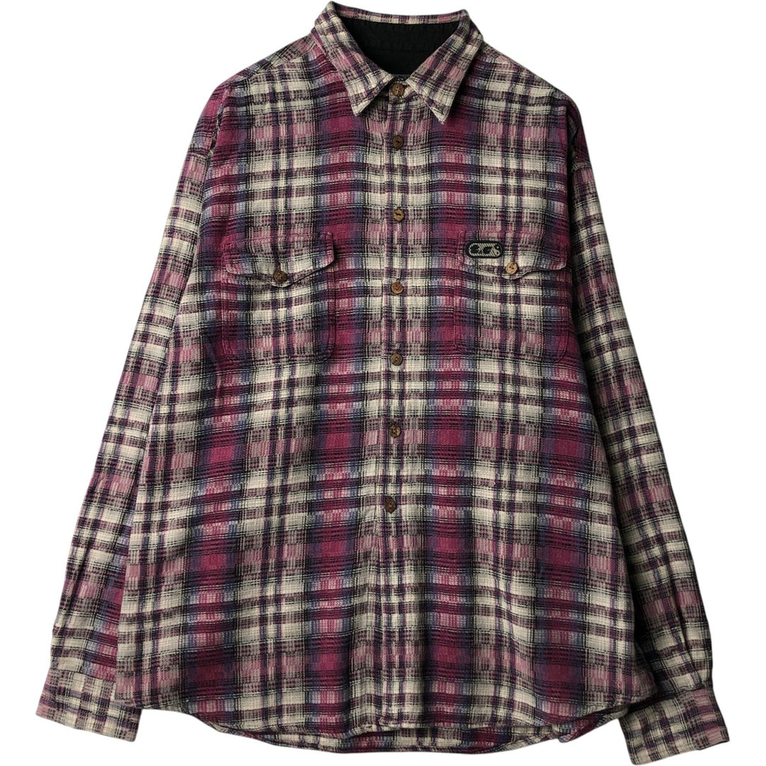 Town & Country Long-Sleeve Flannel Check Shirt, Men's Size XL (approx.) cotton Purple type red-purple Vintage Second Hand